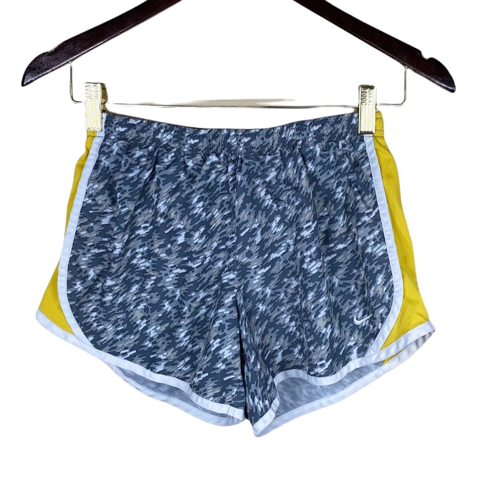 Nike Dri Fit Running Shorts Grey and Yellow Girls Size Large